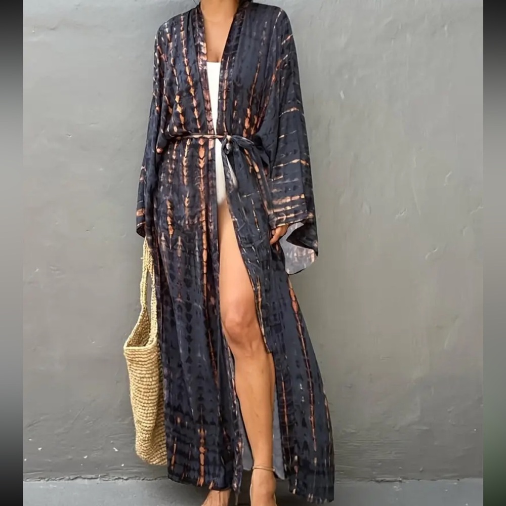 Elegant Black and Brown Women's Swim Coverup